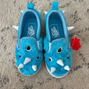 Vans Slip-On V Monster Toddler Shoes Size 8.5 TD - Blue Atoll/True White